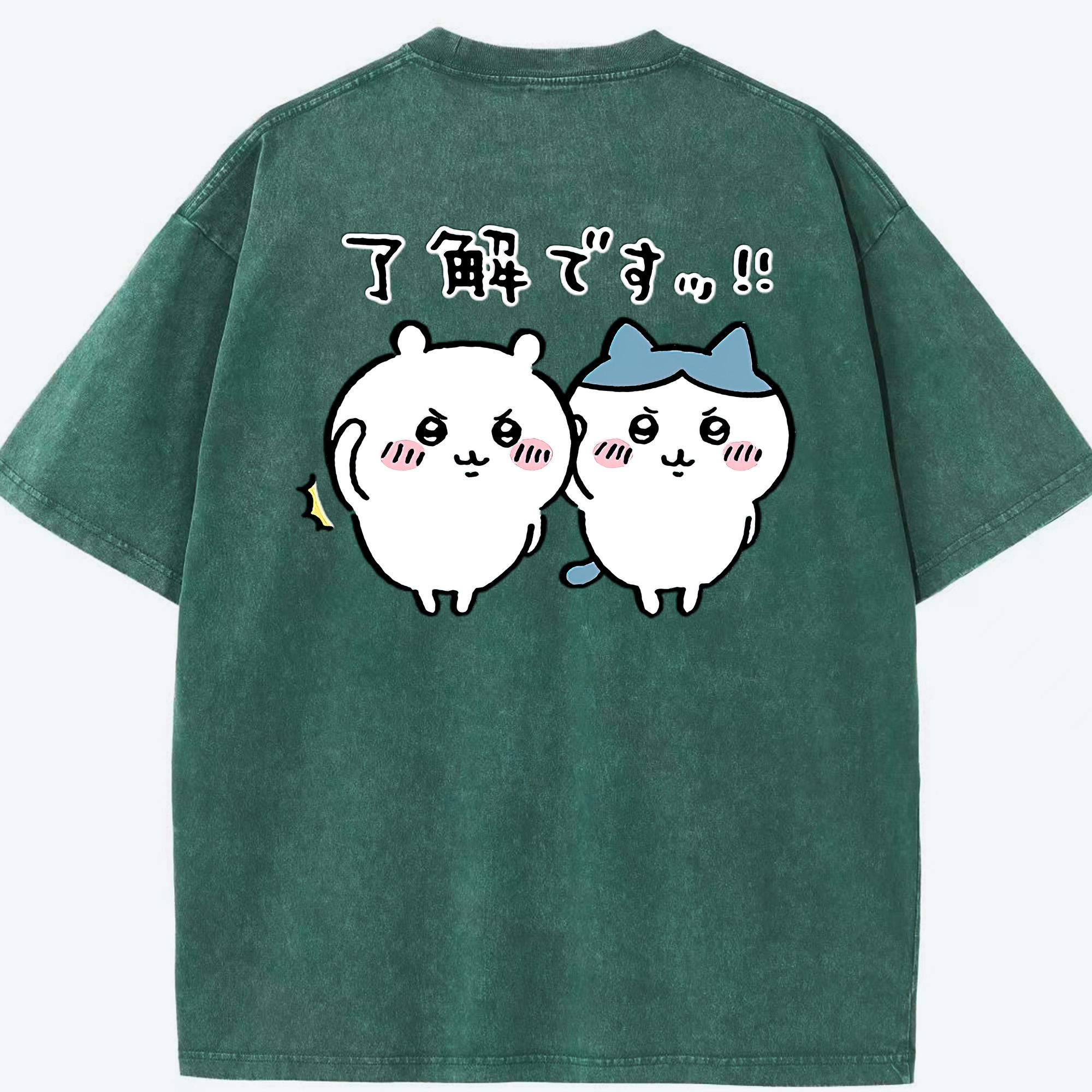 （画像用） ちいかわ ハチワレ Chii-kawa hachiware 綿100% ヴィンテージ風 半袖Tシャツ（背面プリント）